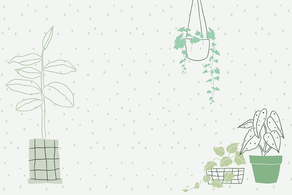 Green houseplant doodle border background