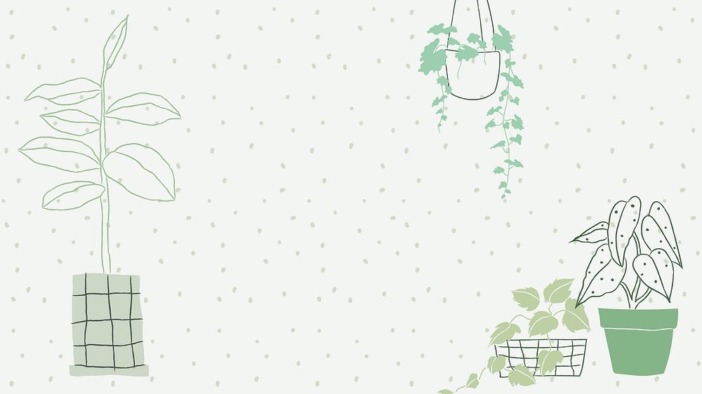 Houseplant doodle background with blank space