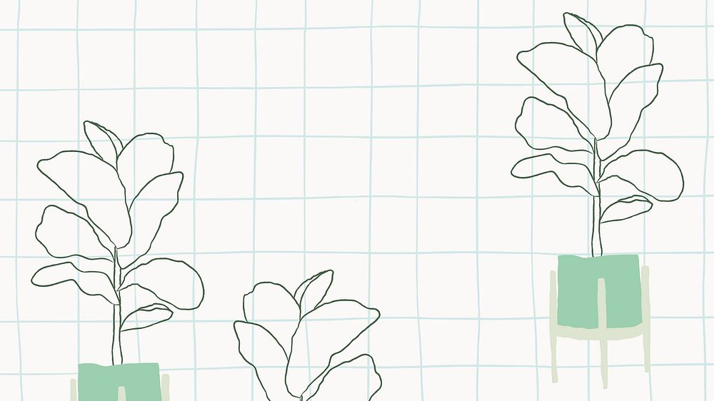 Fiddle leaf fig doodle in grid background
