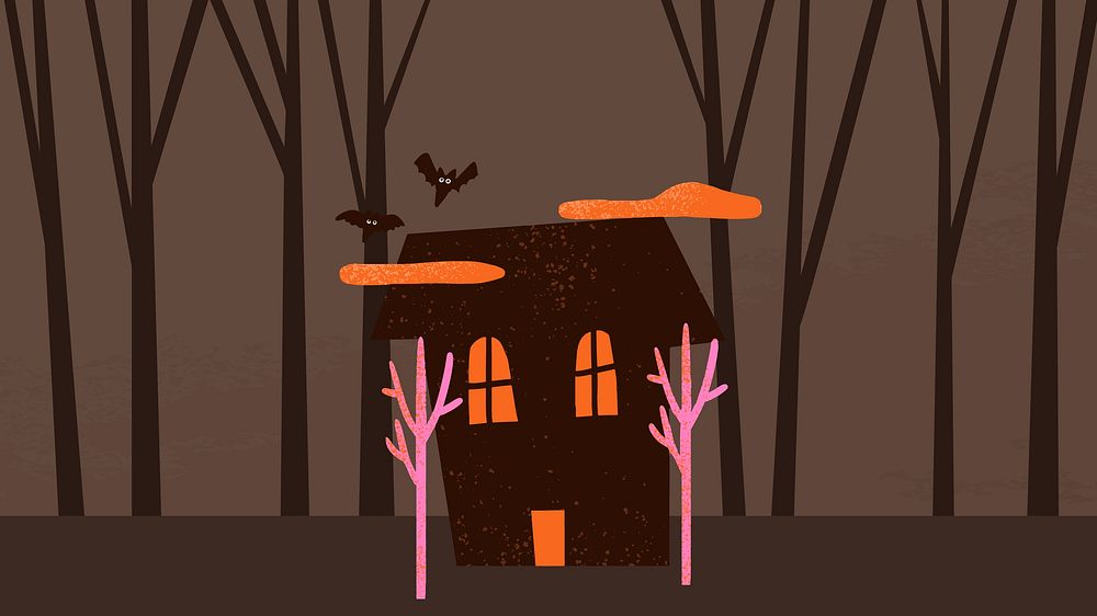 Halloween border background, haunted house illustration