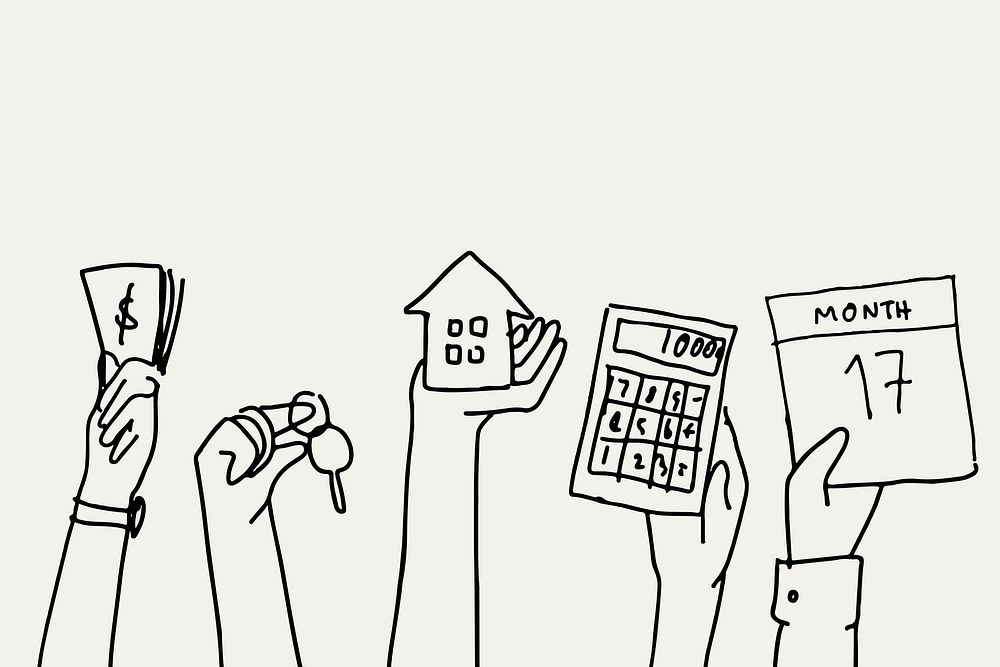 Financial doodle vector real estate concept
