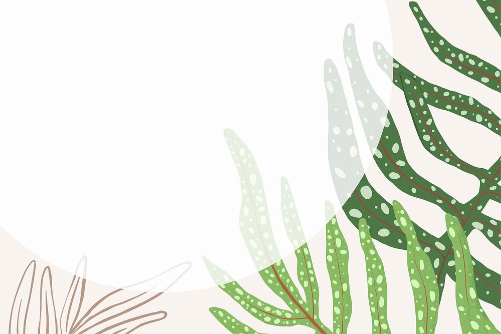 Tropical fern frame with foliage botanical illustration