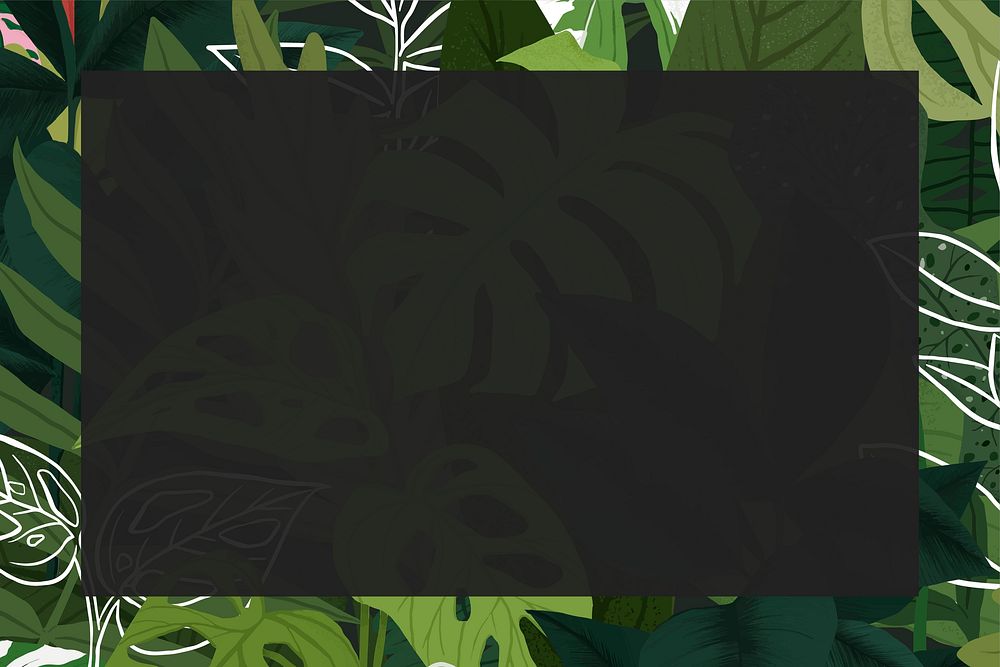 Tropical leafy frame with foliage botanical illustration