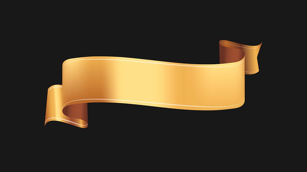Ribbon banner vector art, gold realistic label design