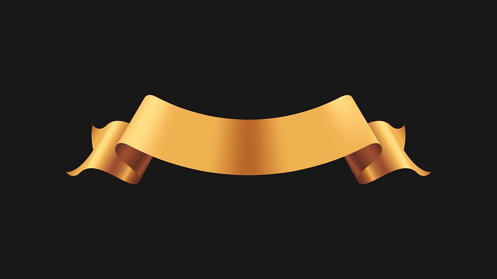 Ribbon vector image, gold banner graphic element
