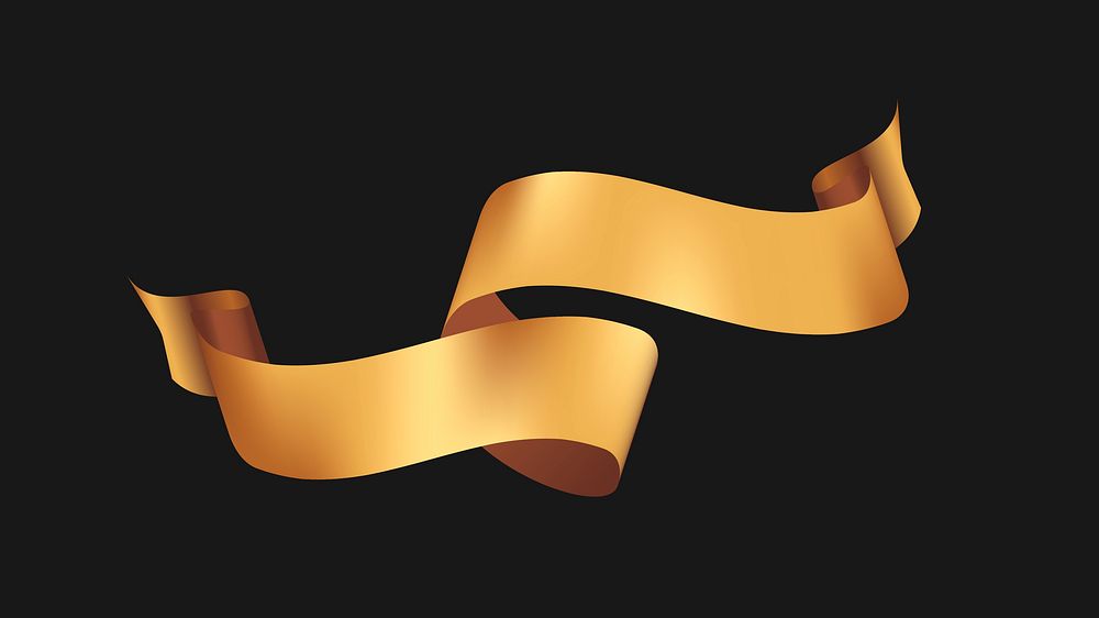 Ribbon banner vector art, gold realistic label design