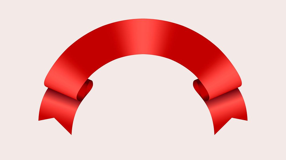 Ribbon banner vector image, red label graphic element