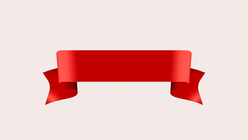 Red ribbon psd, decorative banner image