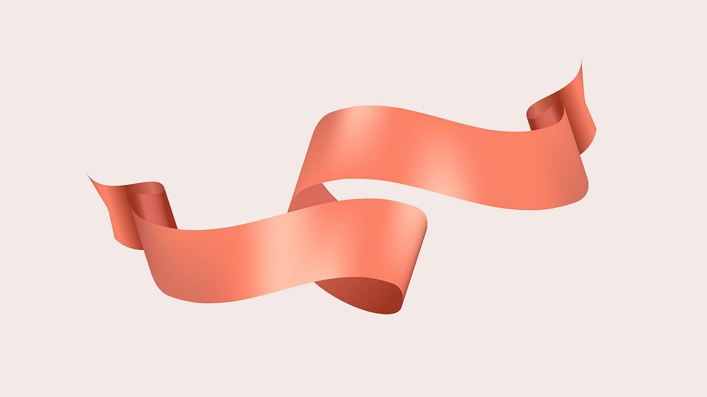 Ribbon banner vector art, rose gold realistic label design