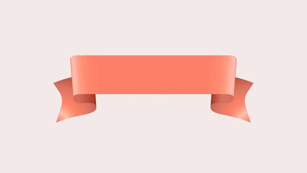 Ribbon psd image, peach banner graphic element