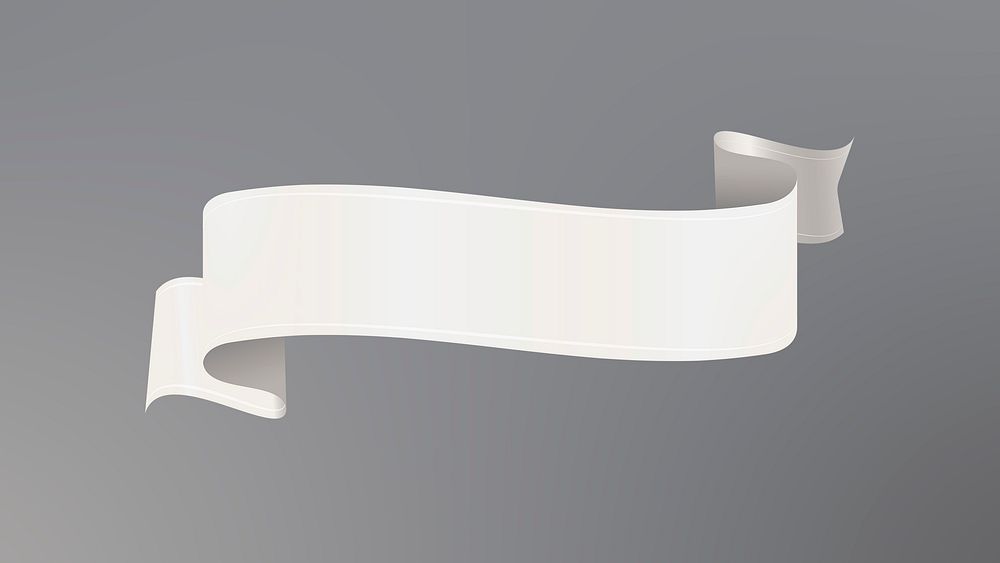 Ribbon banner psd art, white realistic label design