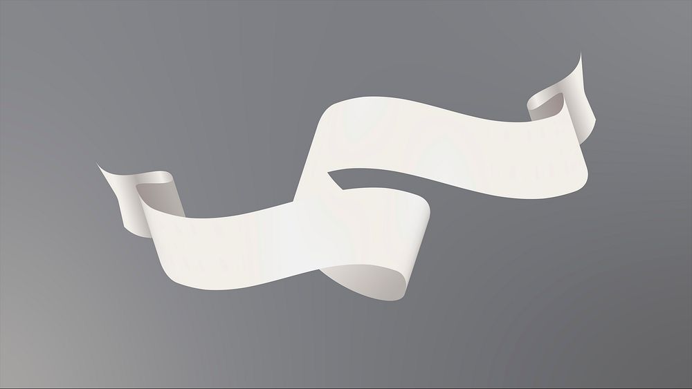 White ribbon psd, decorative banner image