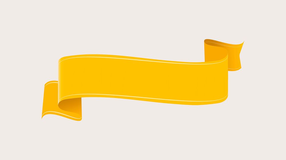 Yellow ribbon banner vector, decorative label flat graphic design
