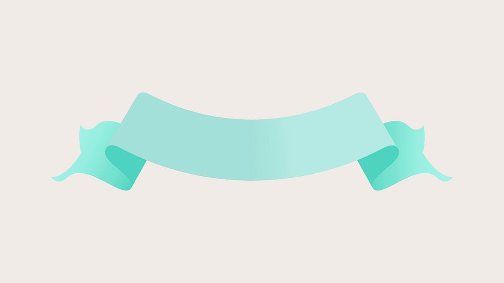 Blue ribbon banner vector, decorative label flat graphic design