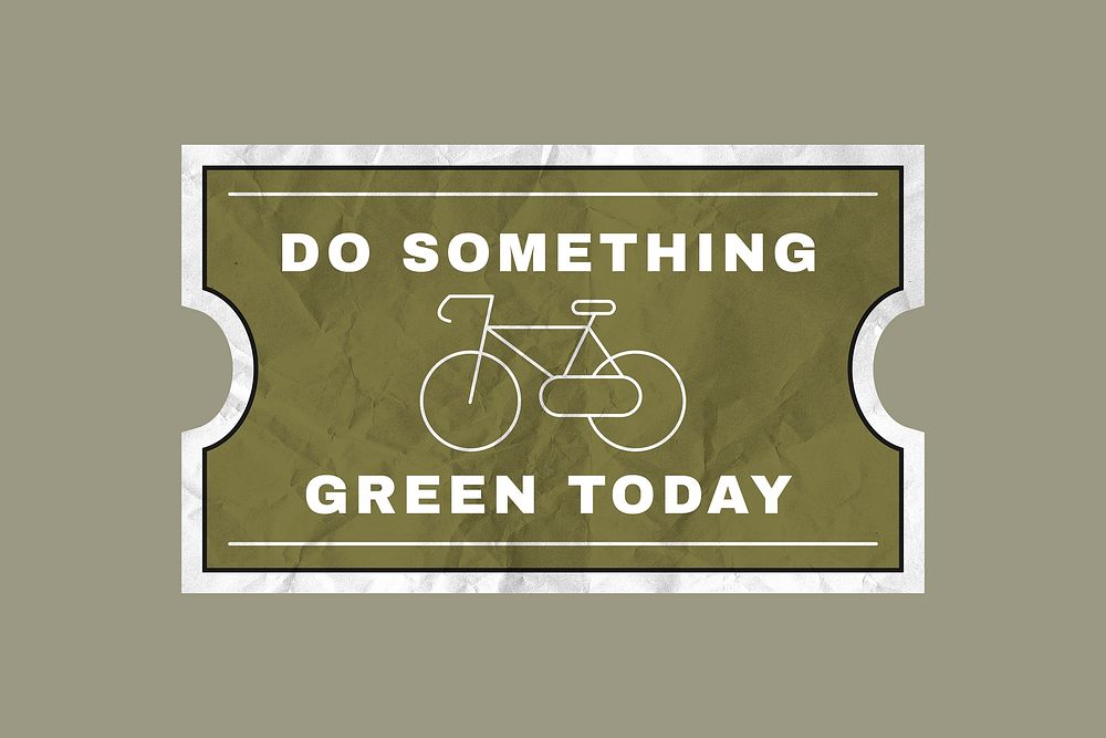 Do something green today text label illustration in crinkled paper texture