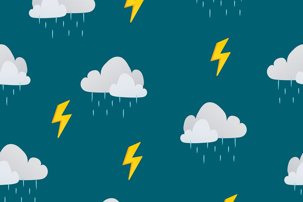 Cute weather pattern wallpaper, rainy cloud illustration