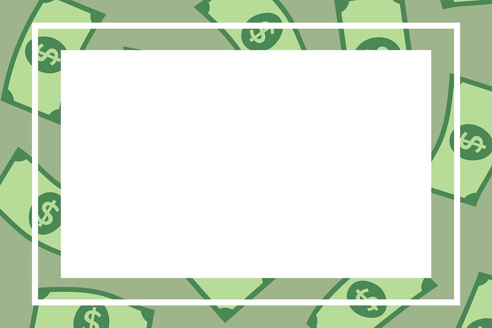Green square/rectangle frame, dollar bills pattern money finance clipart