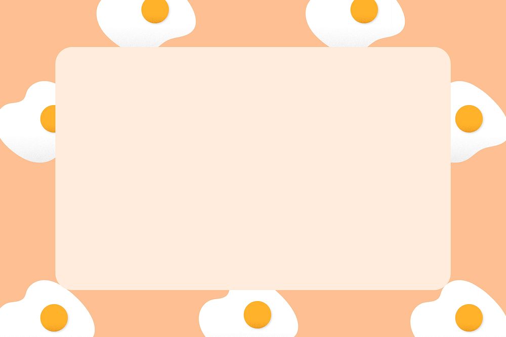 Pastel pattern frame, cute fried egg food clipart