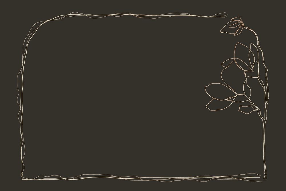 Flower frame border line vector on brown background
