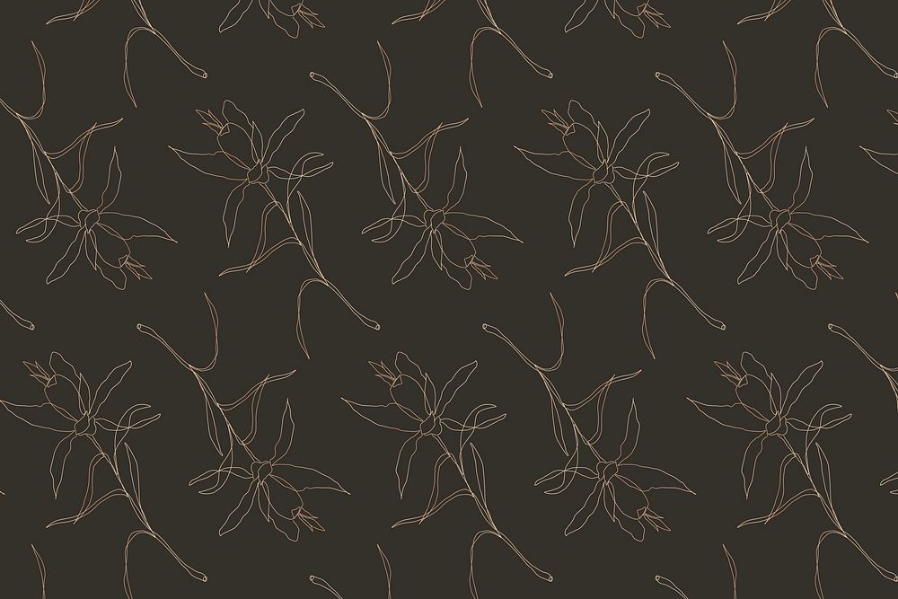 Seamless flower pattern background vector on black background