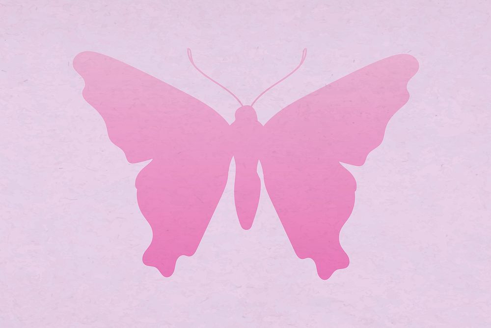 Beautiful butterfly sticker, pink gradient flat vector design