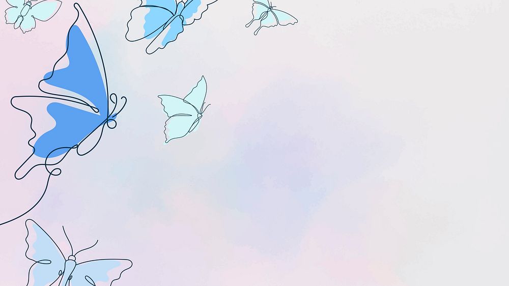 Butterfly desktop wallpaper, pink aesthetic border vector animal illustration