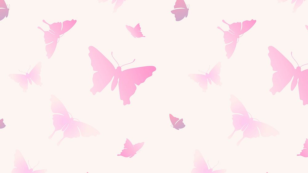 Butterfly desktop wallpaper, pink beautiful pattern vector background