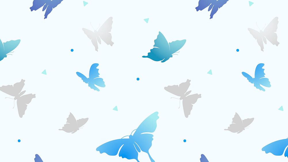 Butterfly desktop wallpaper, blue beautiful pattern vector background