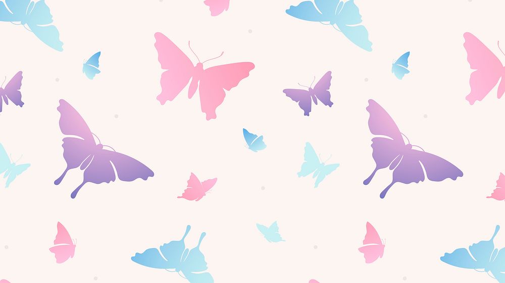 Butterfly desktop wallpaper, pastel beautiful pattern background