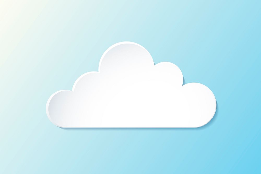 3D cloud element, cute weather clipart vector on gradient blue background