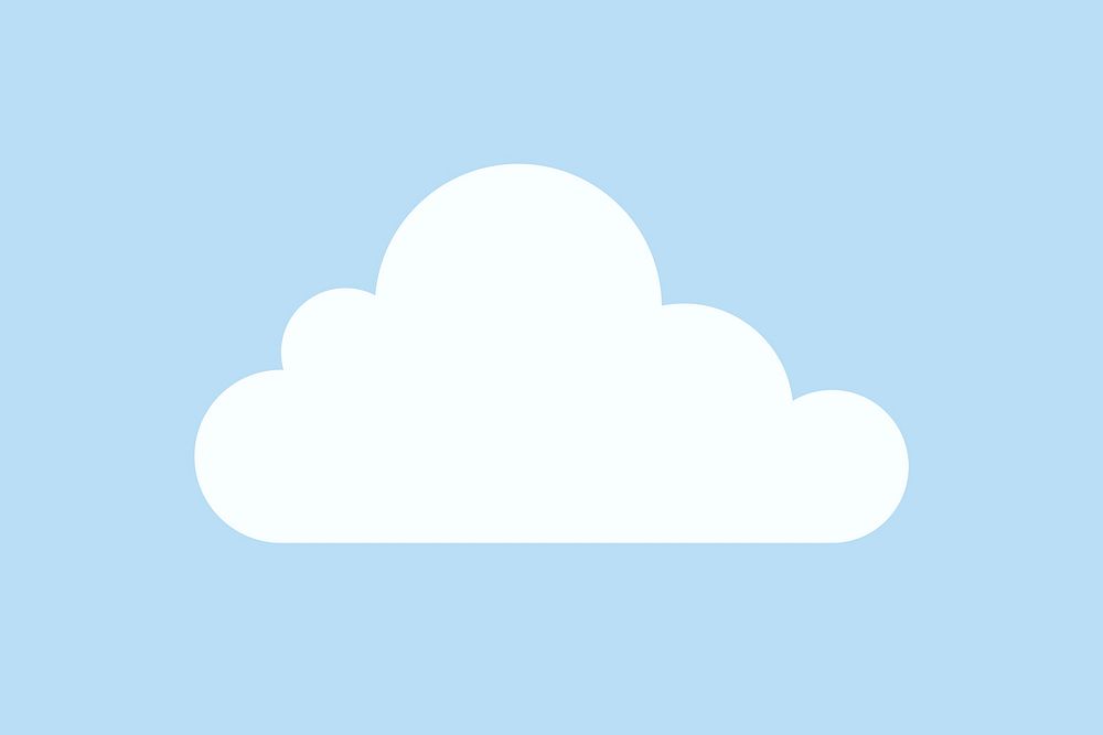 Paper cloud sticker, cute weather clipart psd on pastel blue background