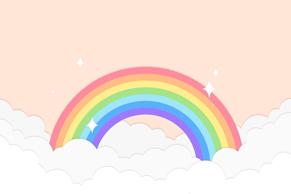 Rainbow background, pastel paper cut design