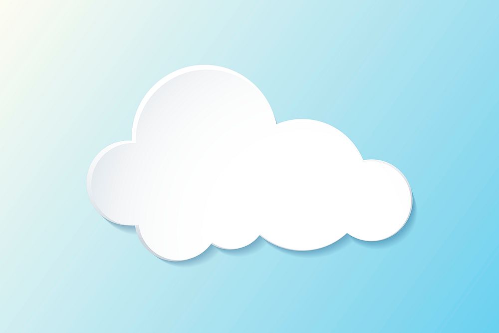 Paper cloud element, cute weather clipart psd on gradient blue background