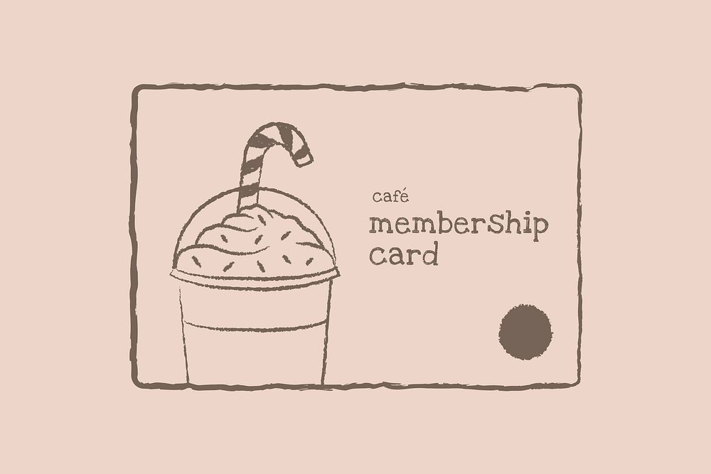 Cafe membership card vector, hand drawn illustration