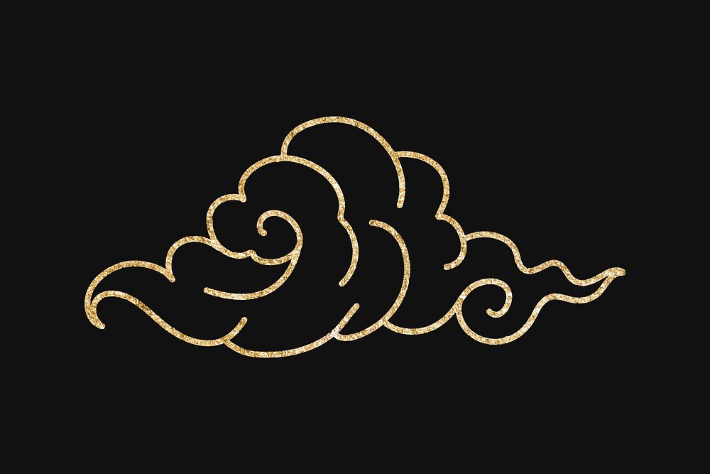 Gold cloud wallpaper, Japanese oriental printable clipart