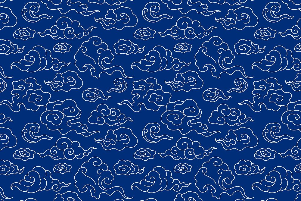 Chinese blue background, cloud pattern illustration