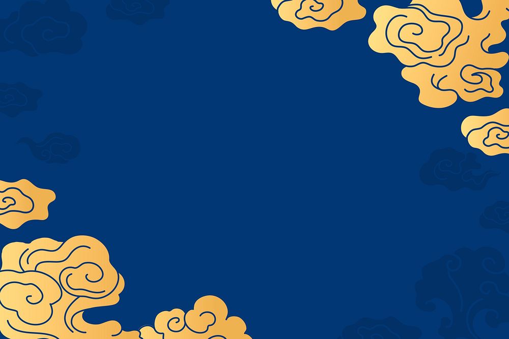 Oriental desktop background, Chinese cloud blue illustration