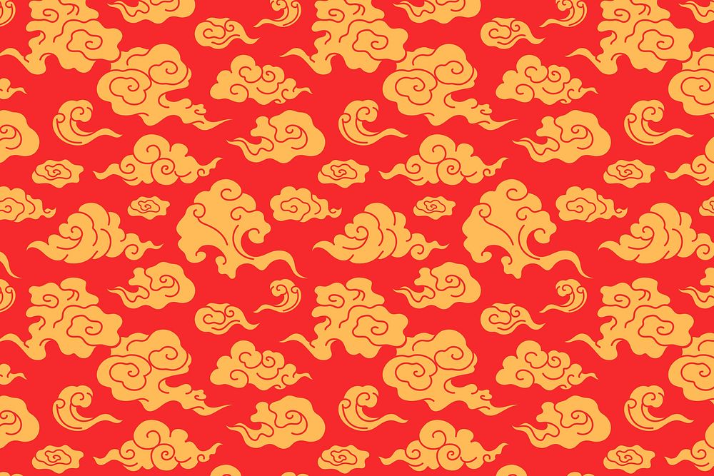 Cloud background wallpaper, red oriental pattern illustration