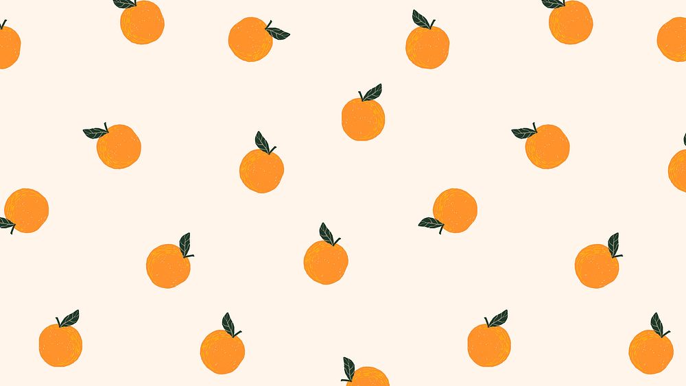 Orange desktop wallpaper, background vector, cute fruit doodle
