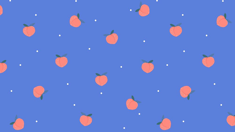 Peach desktop wallpaper vector, HD background, cute fruit doodle