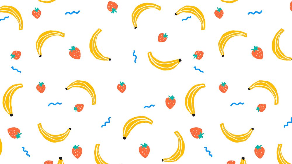 Fruits desktop wallpaper vector, cute food doodle background