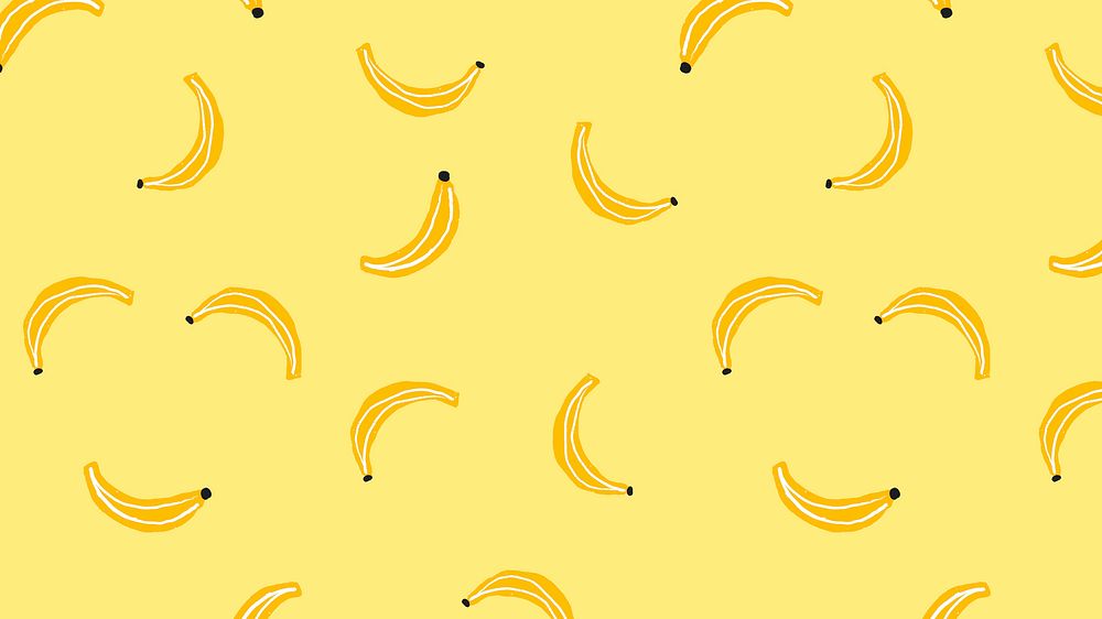 Banana pattern desktop wallpaper, HD yellow background