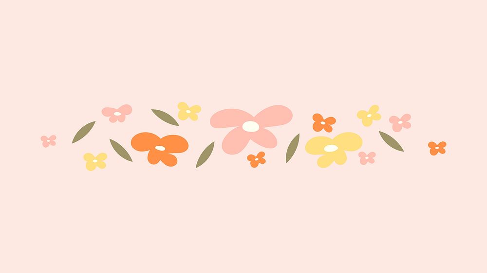 Flower divider, pink cute sticker vector illustration
