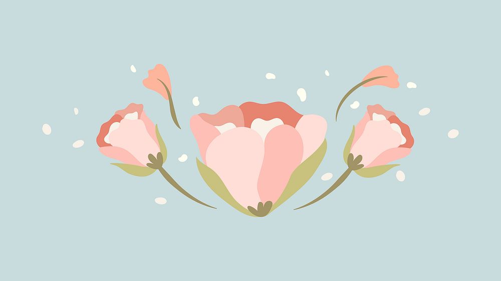 Flower desktop wallpaper, pastel spring background, cute design