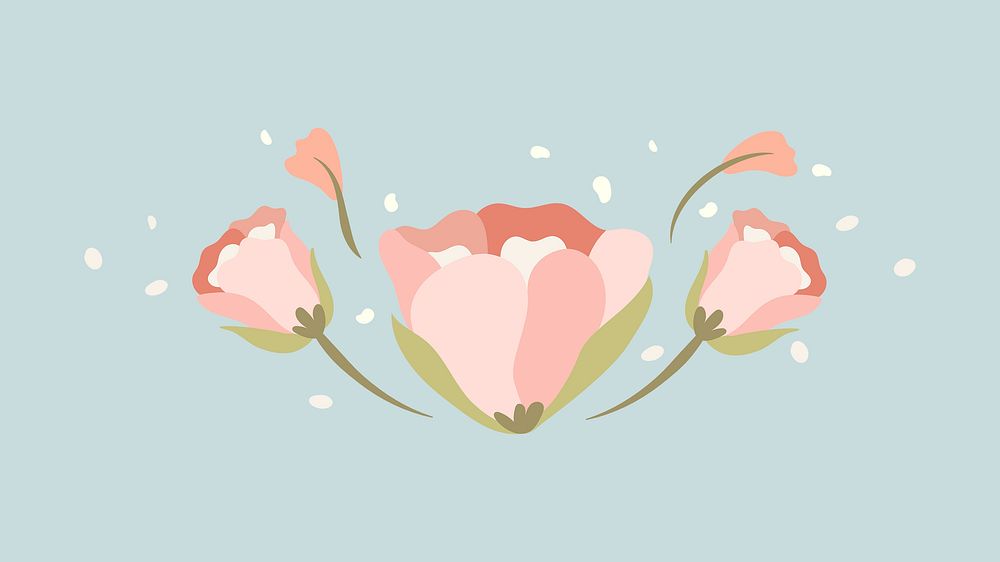 Flower divider, pink flat design sticker psd illustration