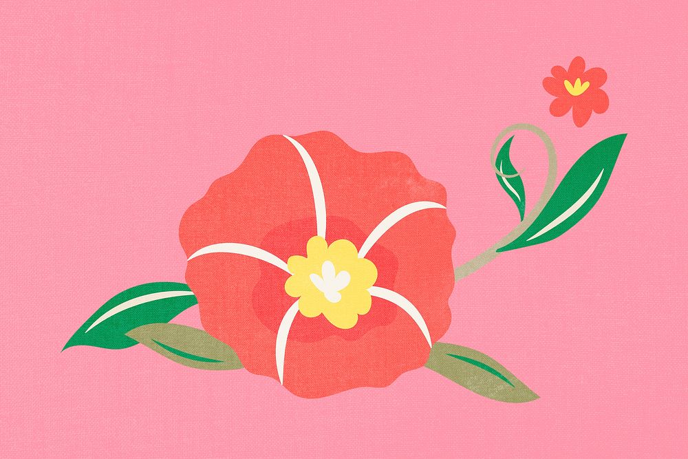 Pink flower background, cute design spring illustration