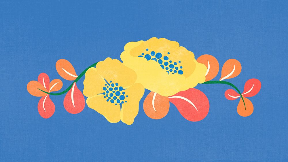 Flower desktop wallpaper, spring background, flat design