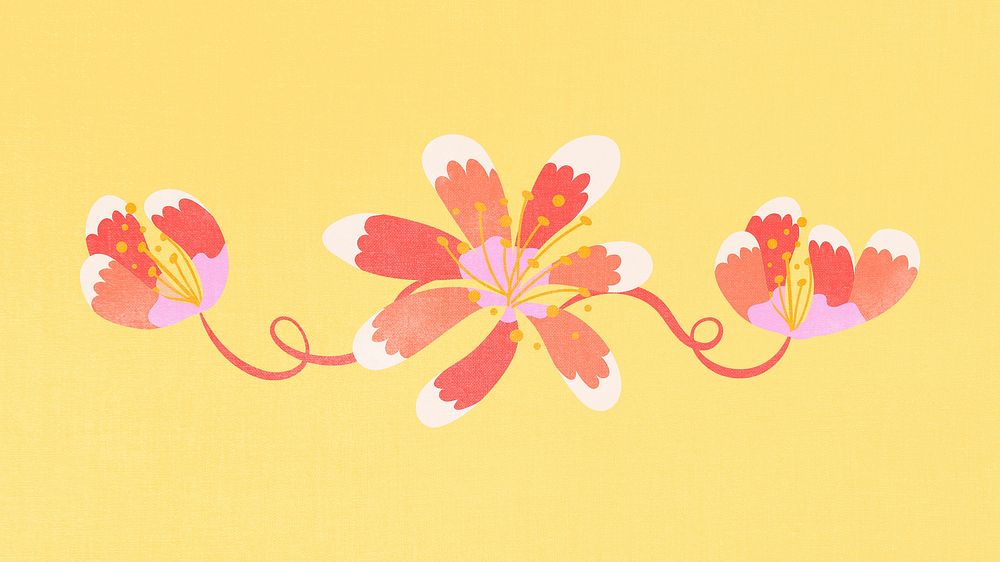 Flower desktop wallpaper, spring background, flat design