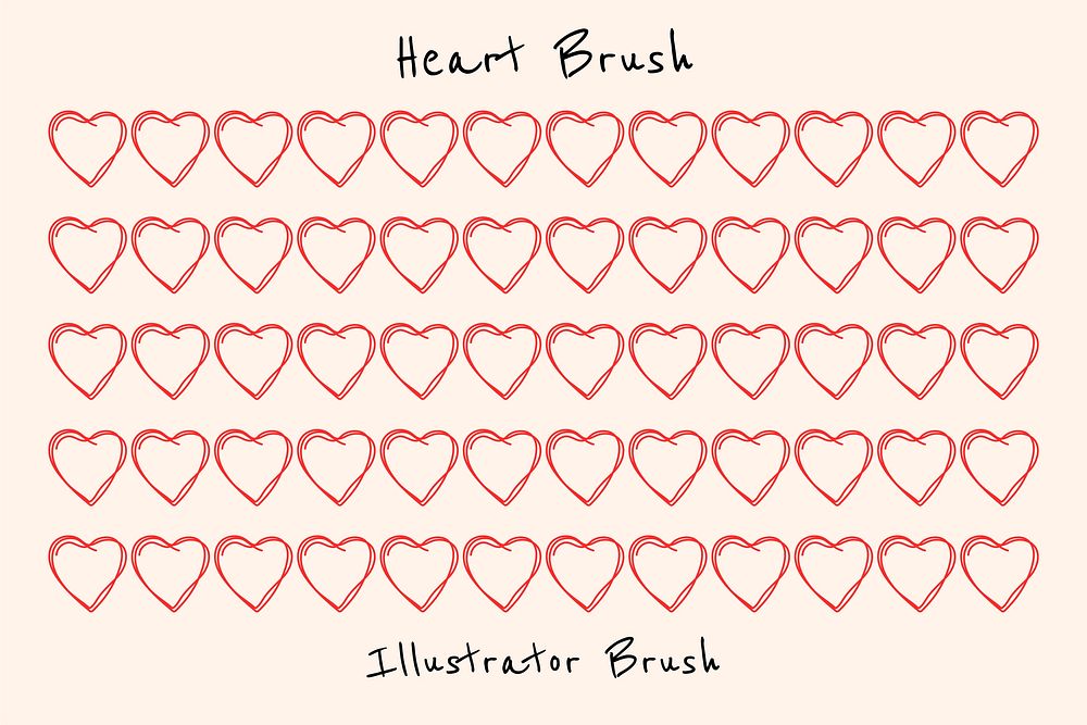 Simple heart pattern illustrator brush vector add-on set