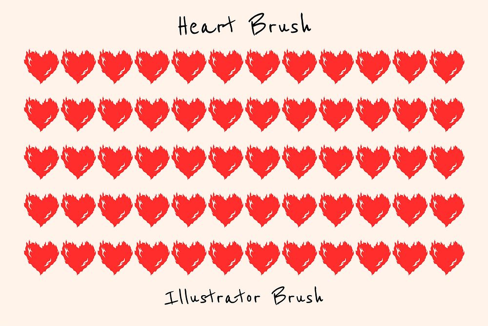 Burning heart pattern illustrator brush vector add-on set